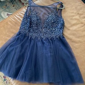Navy short prom dress